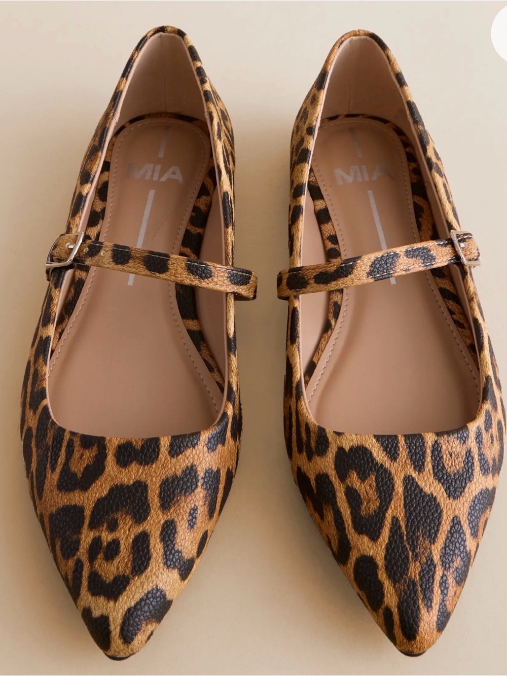 NEW MIA Aviba Mary Jane Pointed Toe Leopard Flats
